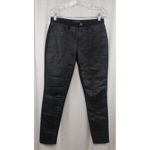 Banana Republic Women's Faux Leather Front Pants Black Sloan Fit Size 2
